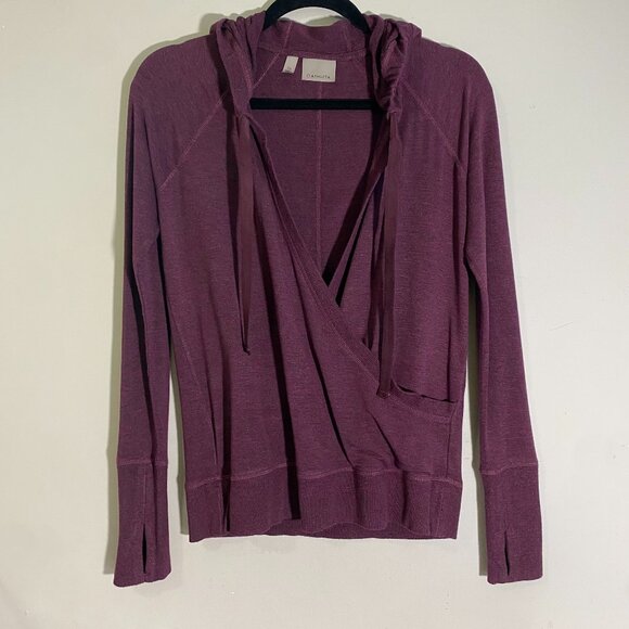 Athleta | Inner Twist Hoodie Wrap-Front Chianti Heather Plum Top‎ XS Women's - Picture 2 of 10